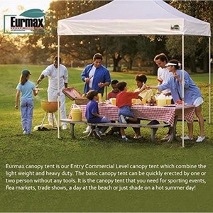 lot 3017 image: Eurmax 10x10 Ez Pop Up Canopy Tent Commercial Instant Canopies with Heavy Duty Roller Bag,Bonus 4 Canopy Sand Bags (White)