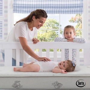 lot 4001 image: Serta Sparkling Sky 4-inch MiniPortable Dual Sided Baby Crib Mattress - Recycled Fiber Core - Waterproof - Lightweight - GREENGUARD Gold Certified (NaturalNon-Toxic)