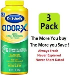lot 4010 image: 3 Pack -Dr. Scholls Odor-X Ultra Sweat-Absorbing Foot Powder, 7oz
