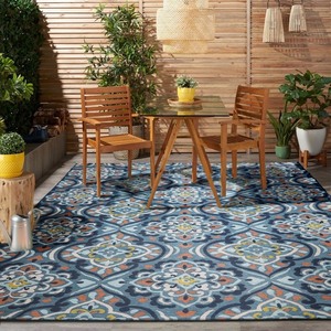 lot 4014 image: Better Homes & Gardens 5 X 7 Blue Medallion Outdoor Rug
