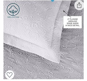 lot 4016 image: Royal Borough Luxuriously-Textured 100% Cotton Matelasse 3 pc. Solid Color Coverlet Set with Shams (Grey, FullQueen)