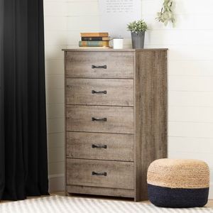 lot 4019 image: Tassio 5 Drawer Chest Weathered Oak - South Shore