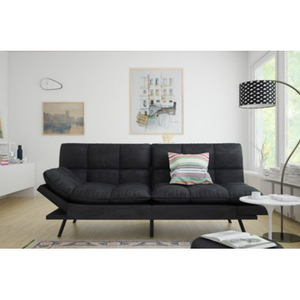 lot 4037 image: Mainstays Memory Foam Futon, Black Suede
