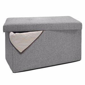 lot 4047 image: Simplify Double Folding Ottoman, Grey Linen Look