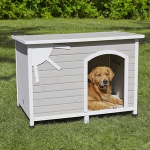 lot 4056 image: MidWest Homes for Pets Eillo Folding Outdoor Wood Dog House, No Tools Required for Assembly