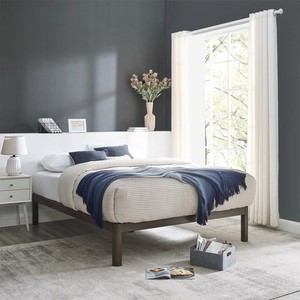 lot 4062 image: Mainstays Wood Slat Bronze Queen Metal Bed Frame
