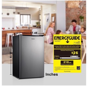 lot 4065 image: Galanz 3.3 cu ft Single Door Mini Fridge, GLR33MS1E02, Stainless Steel Look