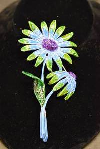 lot 1006 image: Art Brooch Flower  Blue, Purple, and Green  4 Brooch