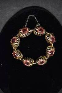 lot 1034 image: Reja Gold Bracelet  Gold-tone & Pink Stones  4