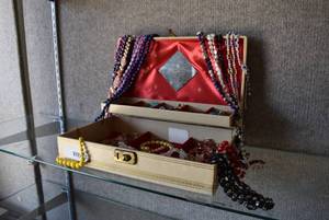 lot 1204 image: Large Lot Assorted Jewelry in Jewelry Box  Necklaces, Rings, Etc.
