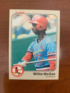 lot 8004 image: 1983 Fleer Baseball Card #15 Willie McGee RC  Sharp card. Excellent condition.