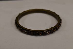 lot 1044 image: BrassTone Bangle Bracelets Amber and Topaz Colored Stones  Laura Vogel New York  2 34