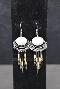lot 1058 image: Agate Dangle Earrings  Unbranded  2 Long