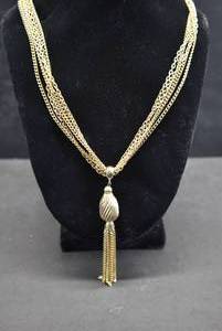 lot 1064 image: Gold Tone Tassel Necklace  Unbranded  13 12 Long