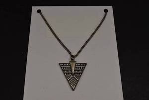 lot 1096 image: Costume Jewelry Necklace Triangle  Silver ToneWhite Rhinestones