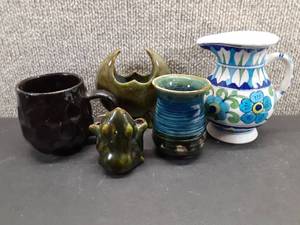 lot 7005 image: Lot of 5 Ceramic Destash lot  Blue Green and Brown