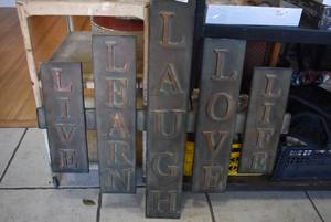 lot 2035 image: Live, Laugh, Love, Life, Learn Wall Art  BlackBronze  32 X 35  LOCAL PICKUP ONLY