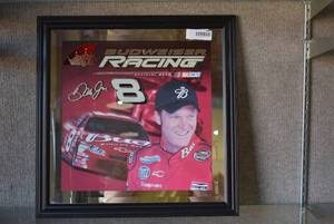 lot 8027 image: Budweiser Racing Mirrored Bar Sign Dale Earnhardt Jr. NASCAR #8  21 x 21