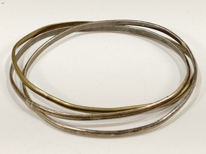 lot 3079 image: VTG Sterling 3 Ring Bangle Two Bangles Sterling, One is not Marked TC22