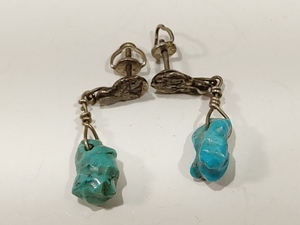 lot 3081 image: VTG Sterling Earrings Turquoise Dangle Earrings