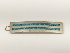 lot 3086 image: VTG Alpaca Barrette Turquoise Inlaid Design Made in Mexico