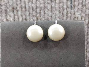 lot 1052 image: Silver and Satin Faux Pearl Screw Back Earrings  Sterling Base  12