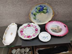 lot 5287 image: Lot of 5 Decorative Hand Painted Dishes  LOCAL PICKUP ONLY
