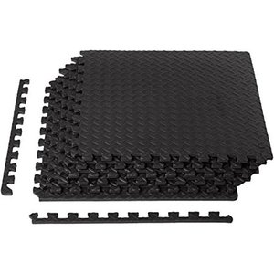 lot 61438 image: Basics Foam Interlocking Exercise Gym Floor Mat Tiles - Pack of 6, 24 x 24 x .5 Inches, Black
