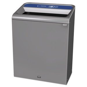 lot 61471 image: Rubbermaid Commercial Configure Indoor Recycling Trash Can, 45 gal, Gray, Paper