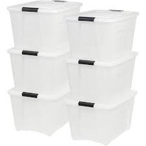 lot 61442 image: IRIS USA 53qt plastic storage bin w lids