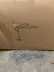 lot 1332 image: BeigeBlack Standing Patio Umbrella