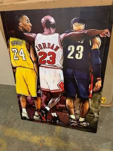 lot 1341 image: 29.5�� x 40�� Canvas Print of James, Bryant, and Jordan Small Frame Damage