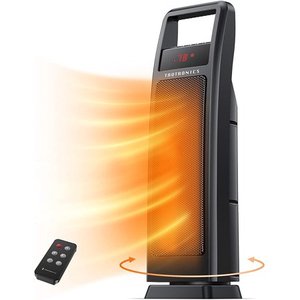 lot 2953 image: Space Heater, TaoTronics Dual PTC 1500W Portable Electric Heater, Small Fast Quiet Tower Oscillating Ceramic Heater for Office,Desk and Bedroom with adjustable Thermostat, Remote Control, LED Display