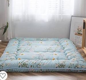 lot 2977 image: Rustic Floral Korean Floor Mattress Japanese Futon Mattress, Memory Foam Foldable Bed Roll Up Camping Mattress Floor Lounger Bed Couches and Sofas Mattress Topper Full Size