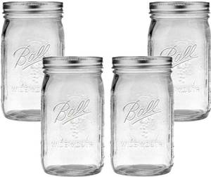 lot 3973 image: 10 pc - 32 oz Ball Mason Jars - Clear