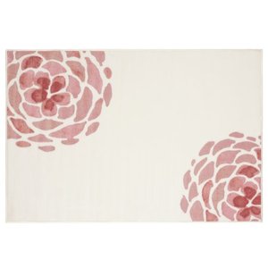 lot 3984 image: Evolur Home Madison Blooming Peony Nursery Rug70x52 in Rose Quartz and Ivory