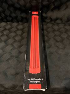 lot 3989 image: Large 20.5�� Multipurpose Roll Up Dish Drying Rack and Trivet - Heavy Duty Silicone Coated Stainless Steel - Red