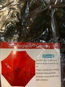 lot 3997 image: SunnyGlade - Canopy - Red - 9�� with 8 Ribs - Ribs Measure 52��-54��