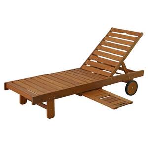 lot 8037 image: Furinno Tioman Outdoor Hardwood Sun Lounger with Tray -Retail$429.99