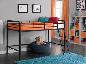 lot 8038 image: DHP Junior metal loft bed, twin size, multiple colors