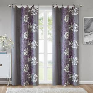 lot 8019 image: 84x50 Ally Floral Printed Curtain Panel PurpleWhite