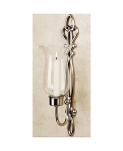 lot 8020 image: Horizon Interseas Satin Nickel Slim Hurricane Sconce