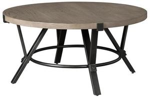 lot 8070 image: Zontini Collection T206-8 36 Coffee Table with Steel Frame Wood Round Top and Contemporary Style Design in Light - Retail $198.00