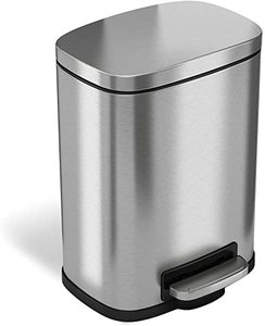 lot 7959 image: SoftStep 1.32 Gallon Stainless Steel Step Trash Cans