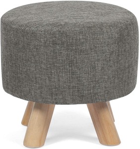 lot 7977 image: Adeco Modern Round Ottoman Home Footrest Stool Linen Fabric Seat Pouf
