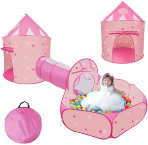 lot 7991 image: Kids Pink Pop-up Castle With Tunnel