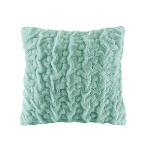 lot 8015 image: Silver Orchid Bachman Ruched Faux Long Fur Solid Brushed Euro Throw Pillow