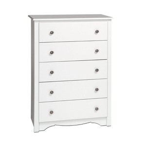 lot 8068 image: Prepac 5 Drawer Chest White - Retail$208.30