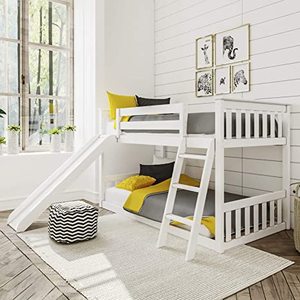 lot 8075 image: Max Outdoor Furniture Low Bunk Bed With Slide White - Retail $499.00