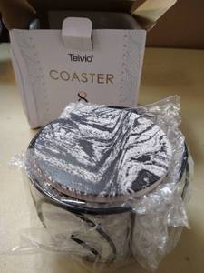 lot 4449 image: absorbent stone coasters for decor black and white varies from stock photo